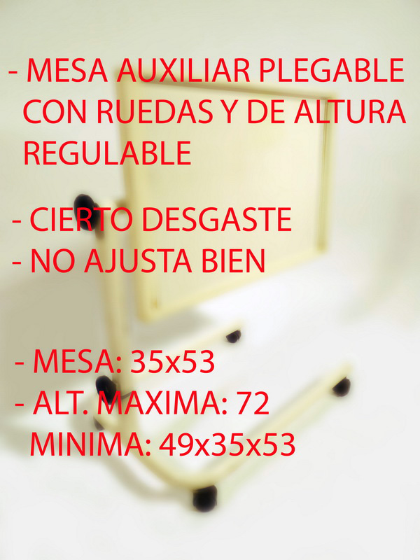 mesa carro auxiliar hospital alt.regulable (10eu.) 1u